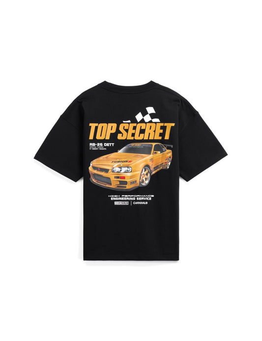 CARNIVAL X TOP SECRET R34 GTR OVS T-SHIRT BLACK